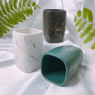 Combo 3 Ly Đánh Răng Gốm Sứ Vân Cẩm Đá Thạch Sang Trọng