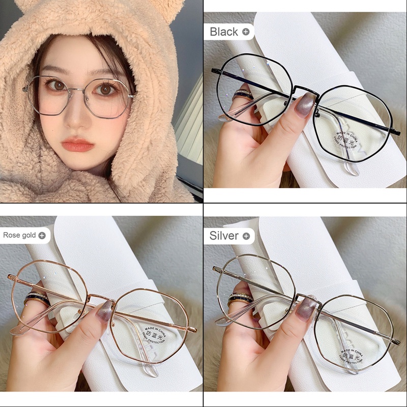 Ygt Kính Mắt Gọng Kim Loại Tròng Đa Giác Chống Ánh Sáng Xanh Thời Trang Thoải Mái Cho Nam Và Nữ