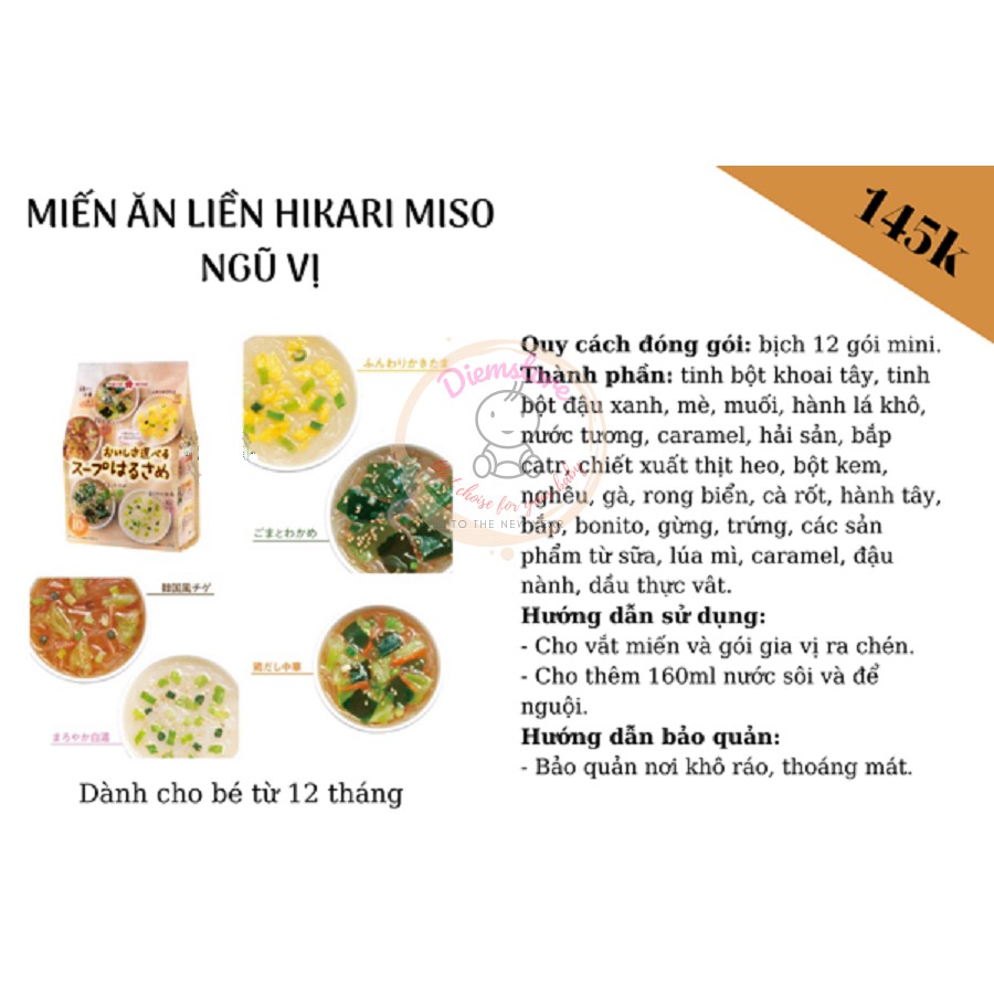 Miến ăn dặm hikari Miso cho bé bịch 10 gói hoặc 12 gói