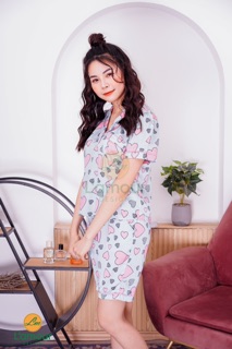Bộ Lụa xanh tim hồng - lửng