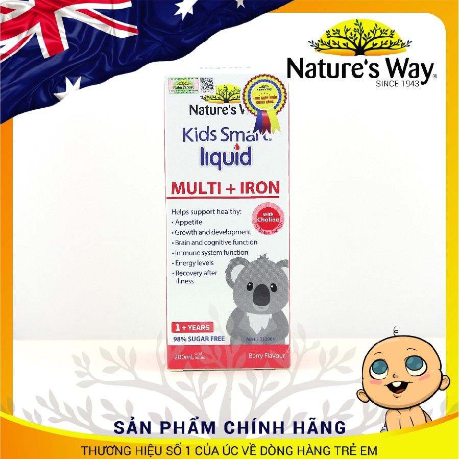 Bổ sung sắt và vitamin cho bé - Nature's Way Kids Smart Liquid Multi + Iron - Hỗ trợ nâng cao sức đề kháng cho trẻ