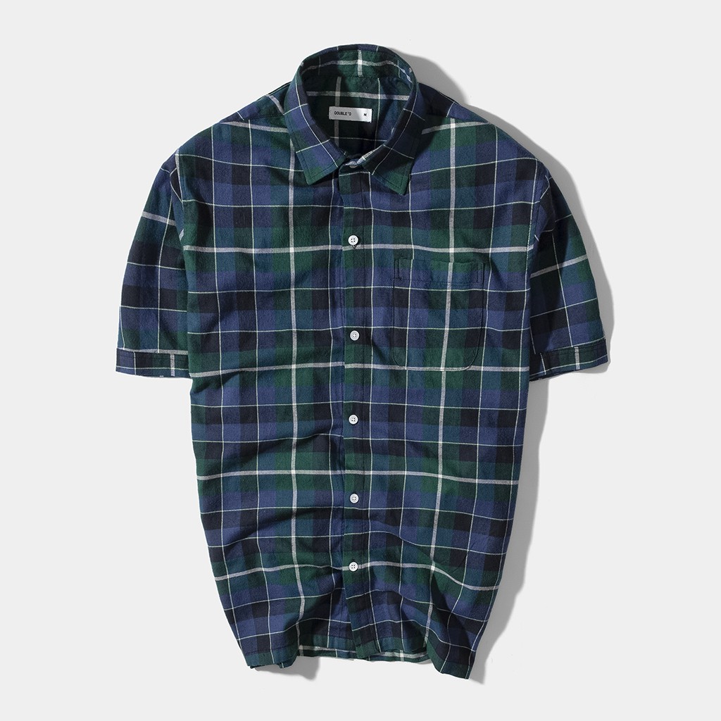 Áo sơ mi Flannel nam Double'D tay ngắn form Regular họa tiết kẻ caro SCN