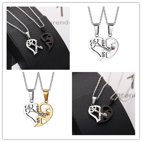 Set 2 Vòng Cổ Choker Mặt Hình Chìa Khóa Trái Tim Cho Cặp Đôi