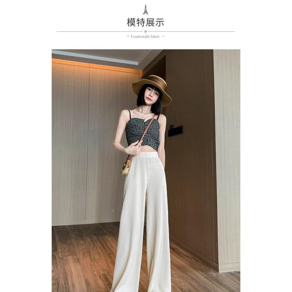 Quần dài nữ ống rộng lưng thun bigsize phong cách Hàn Quốc quần dài nữ ống suông chất liệu cao cấp thoáng mát hack chiều