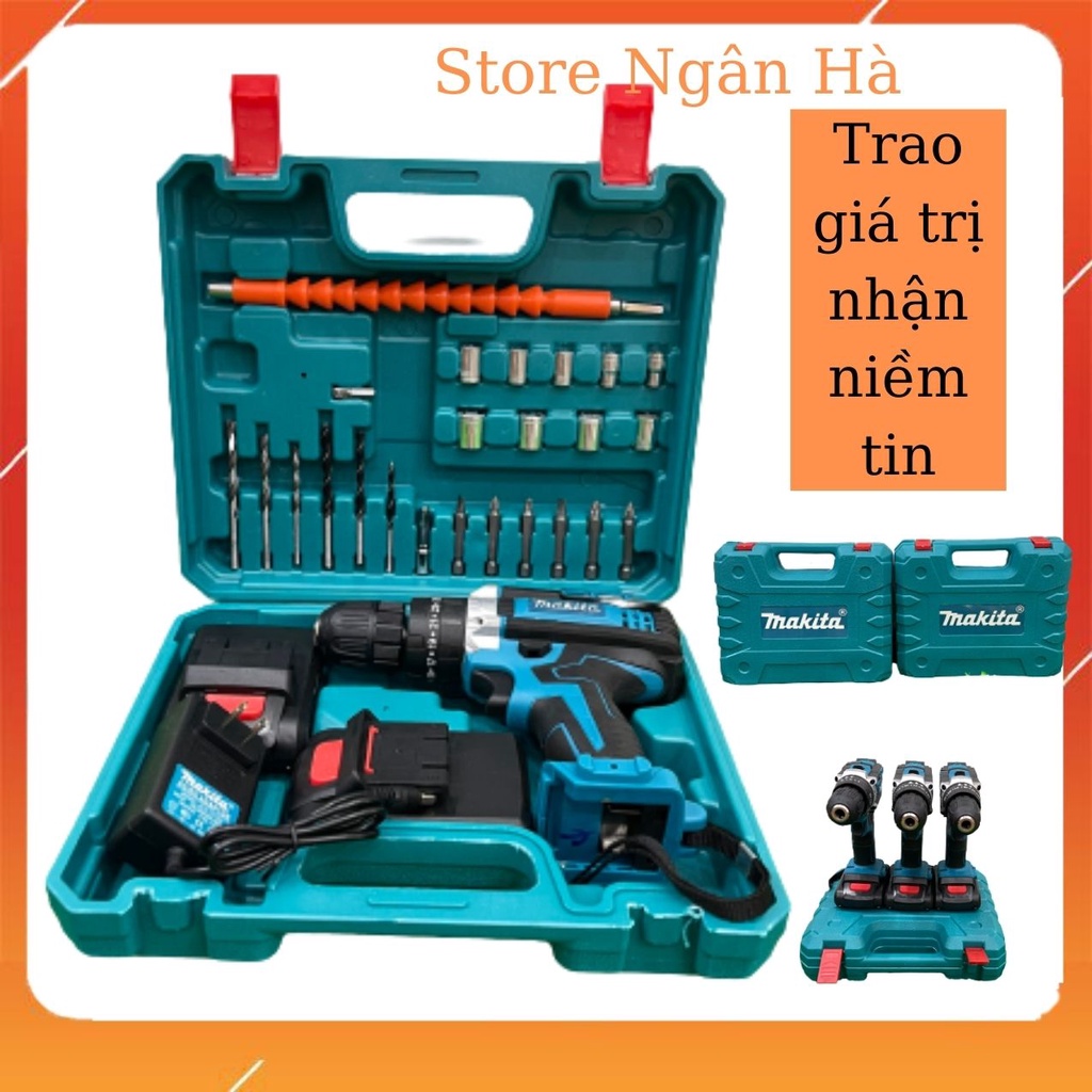 Máy Khoan Pin Makita 36v, Máy Bắn Vít 3 Chức Năng Lõi Đồng Có Búa, Pin 5cell - Tặng bộ phụ kiện 24 món - storenganha