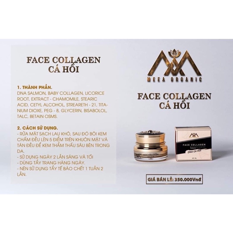 KEM FACE COLLAGEN DNA CÁ HỒI MEEA ORGANIC 100% CHÍNH HÃNG