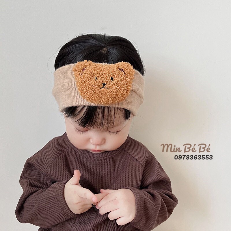 Băng đô, turban đính gấu bông dễ thương cho bé