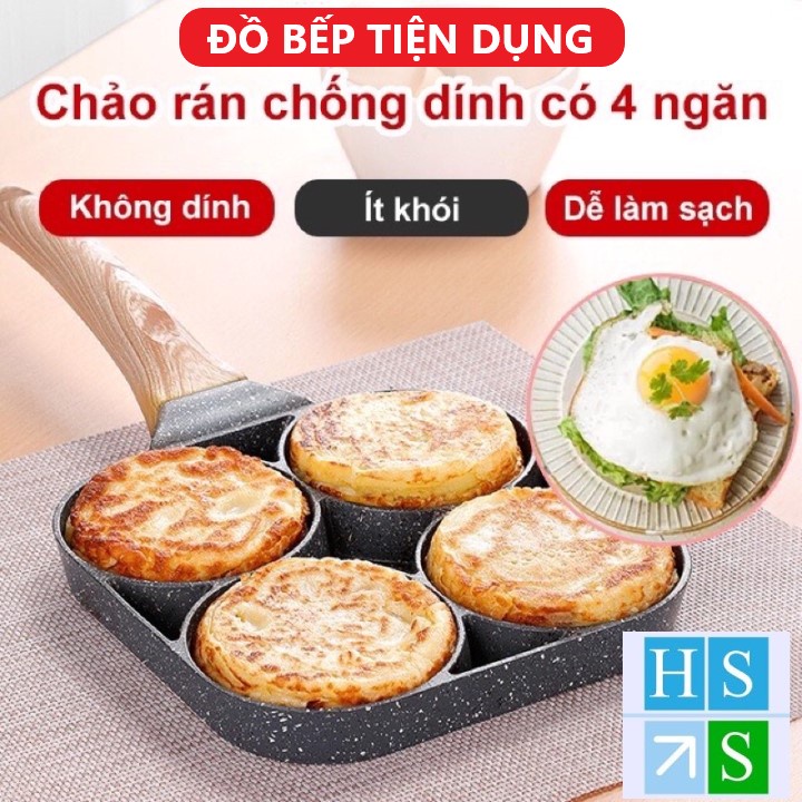 Chảo 4 ngăn chiên rán trứng làm bánh chống dính dùng được mọi loại bếp - HS Shop Thủ Đức