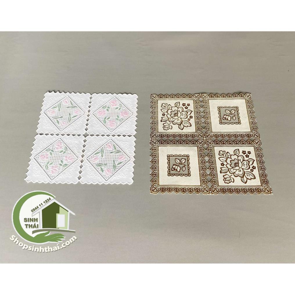 Tấm lót lọ bình hoa, bình bông, bình trà, lót ly, lót trang trí chén dĩa, bằng nhựa, có ren, hoa văn dập nổi