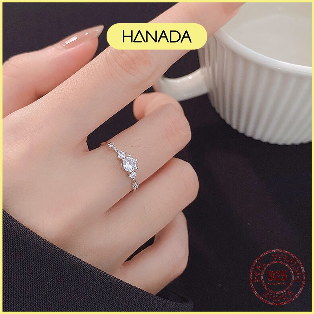 Nhẫn Bạc 925 Hanada Nhẫn Đính Đá Lấp Lánh 0780 L15