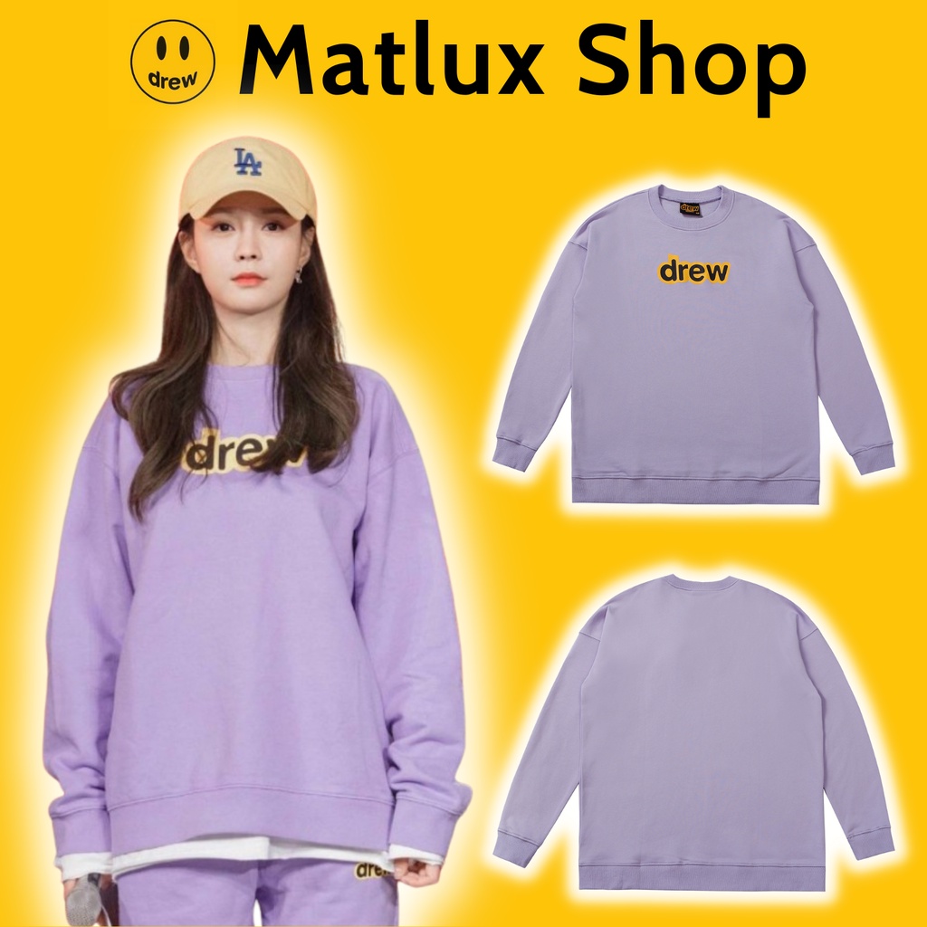 Áo sweater Drew House Secret Justin Bieber SS21 màu tím bản cao cấp, Áo nỉ da cá Drew form oversize