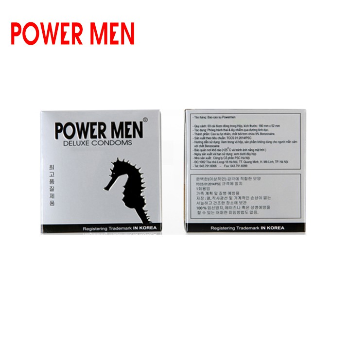 Bao cao su Powermen Longer Plus New chống xuất tinh sớm Hộp 12 chiếc