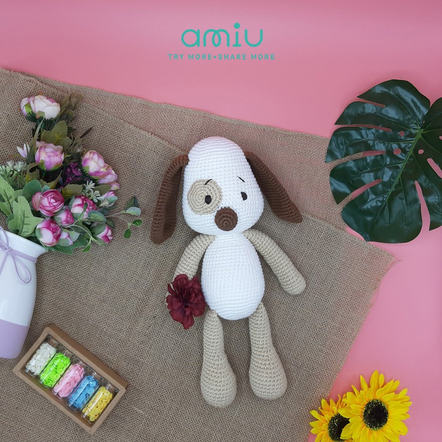Gấu bông móc len Amigurumi cao cấp - Chó tai to - SP000236