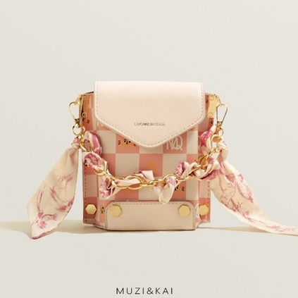 🌸Hàng Order🌸 Túi Xách Muzi&kai Chính Hãng Da Vân Họa Tiết Quai Da Đeo Dây Xích Quấn Nơ Sang Chảnh Nữ Tính 🌸 Quảng Châu