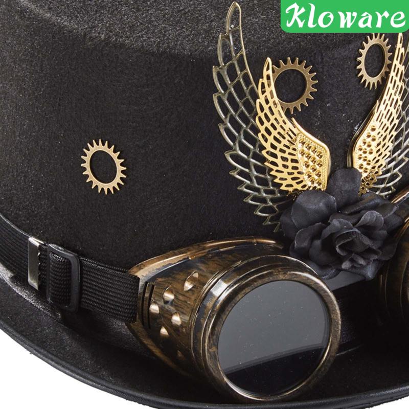 Mũ Đội Màu Đen Phong Cách Steampunk Kèm Kính Bảo Hộ Và Dây Đeo Có Thể Điều Chỉnh
