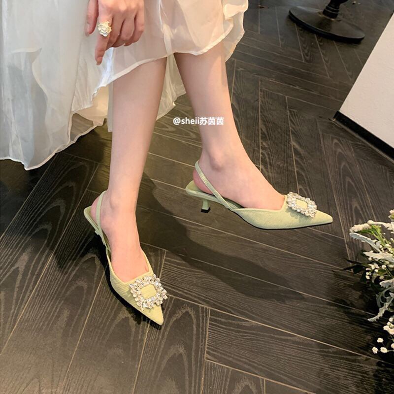 Giày cao gót phối đá vuông ❤️oder 2-4t