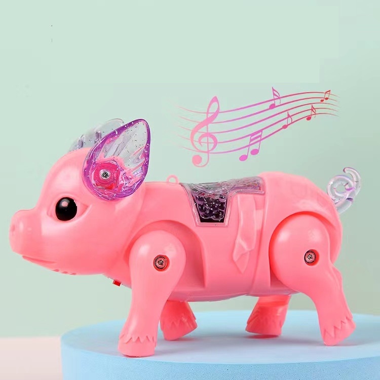 Đồ Chơi Chú Heo Điện Tử Phát Nhạc Và Dây Dắt Chạy Điện Phát Sáng Và Phát Nhạc Cho Trẻ Em Bán Sỉ