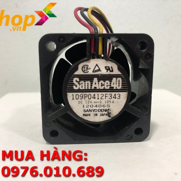 QUẠT HÚT, QUẠT TẢN NHIỆT DC 12V 4CM SANYO DENKI 109P0412F343 12VDC 40x40x28mm