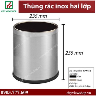 Thùng rác inox 2 lớp 10 lít