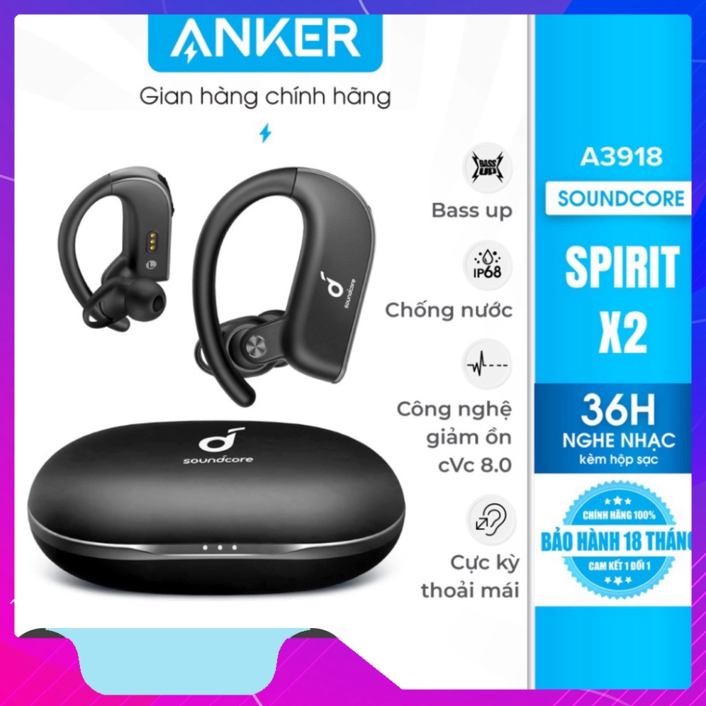 Tai nghe bluetooth 5.0 TWS SOUNDCORE (by ANKER) Spirit X2 (siêu tốt)
