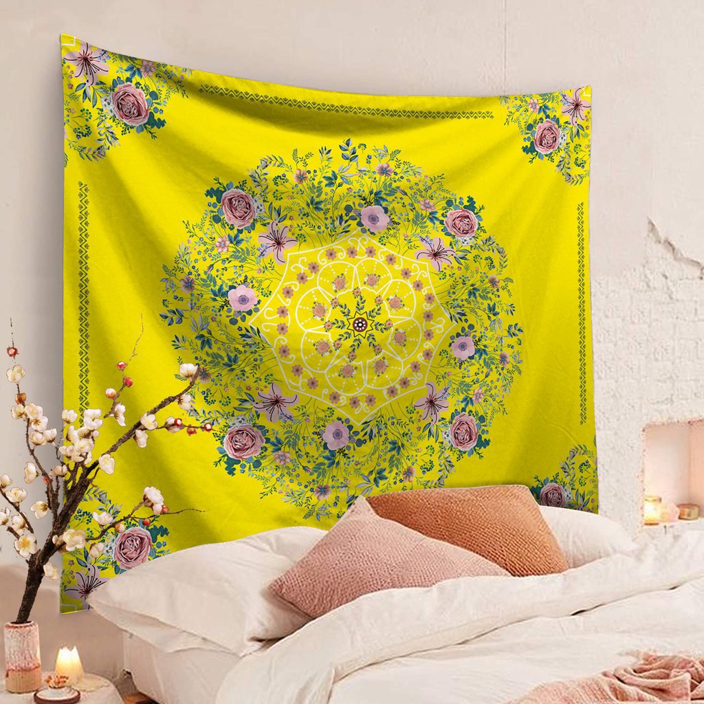 Tấm thảm Bohemian Mandala in hoa kỹ thuật số Tấm thảm treo vải Trang trí nội thất Tấm thảm treo tường