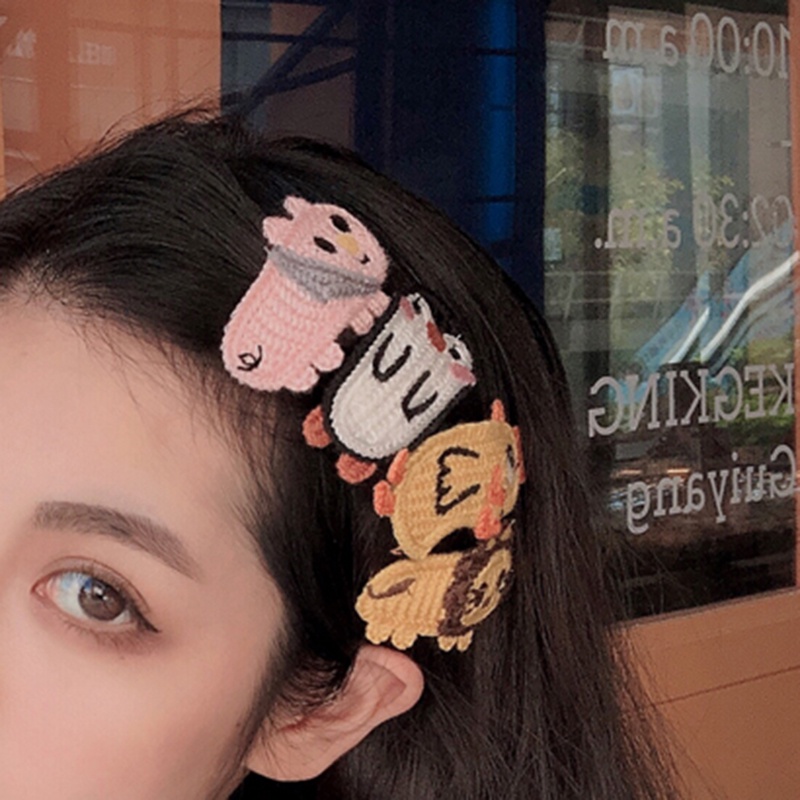 Kẹp Tóc Thiết Kế Hình Hoạt Hình Ngọt Ngào Dễ Thương Bằng Len