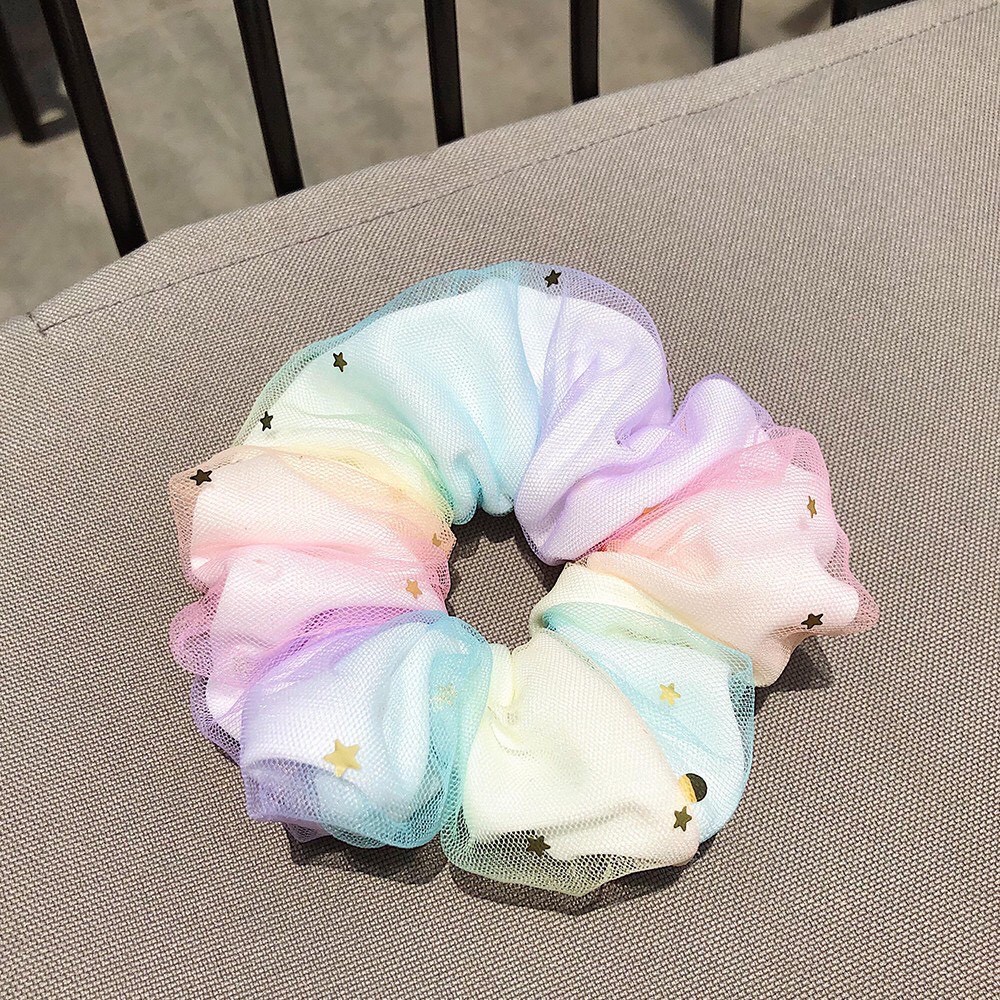 Buộc tóc Scrunchies hai lớp cao cấp màu galaxy