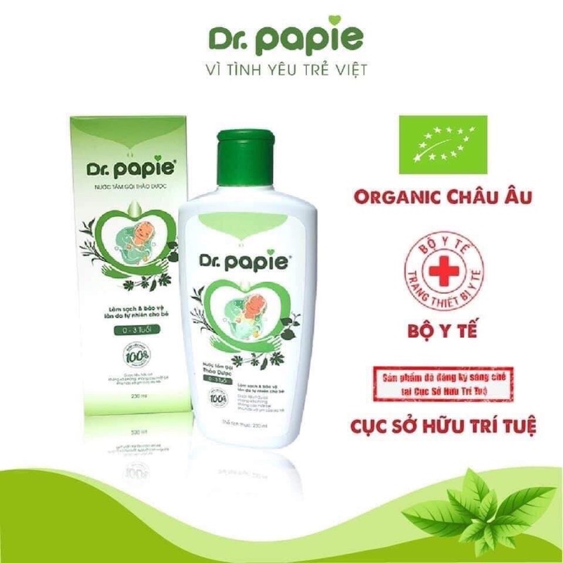 Nước Tắm Dr Papie Chính Hãng 100% Thảo Mộc Quý Tự Nhiên 230ml [babyboo]