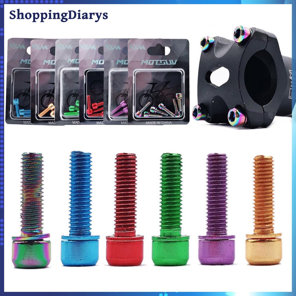 Set 6 bu lông M5X18Mm bằng titan kèm vòng đệm cho xe đạp leo núi