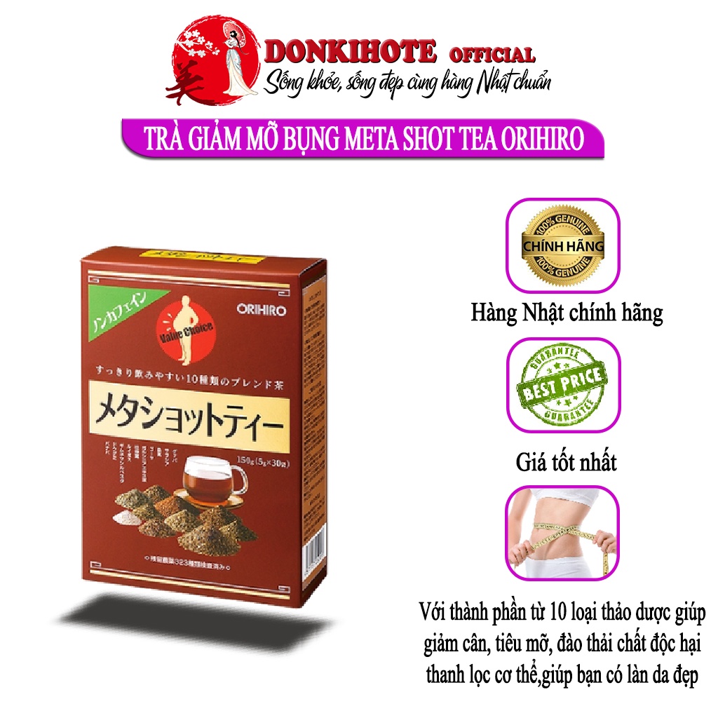Trà tiêu mỡ, trà giảm cân của Nhật Meta shot tea Orihiro 30 túi lọc nhỏ