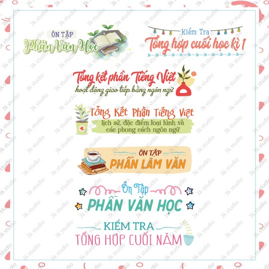 Set 81 sticker Ngữ Văn 11 - Có Tiếng Việt + Đọc thêm - Tem dán tựa bài văn học lớp 11 cả 2 học kì - Sticker văn 11