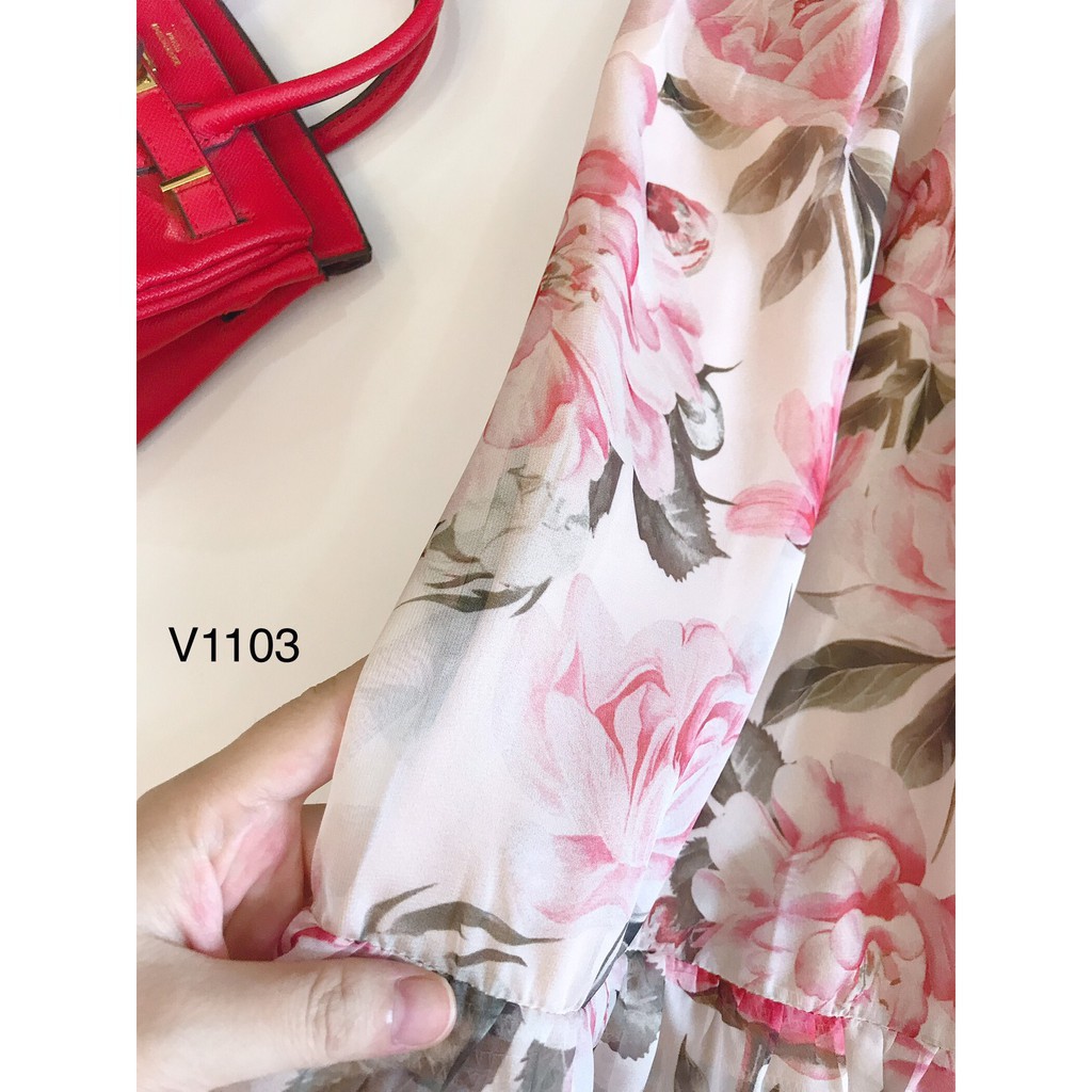 [ xả kho ] MiD Đầm hoa tay dơi V1103 Mie Design ảnh thật