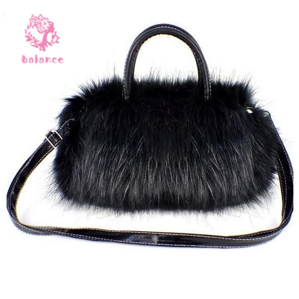 Túi xách da phối lông thú giả thời trang cho nữ