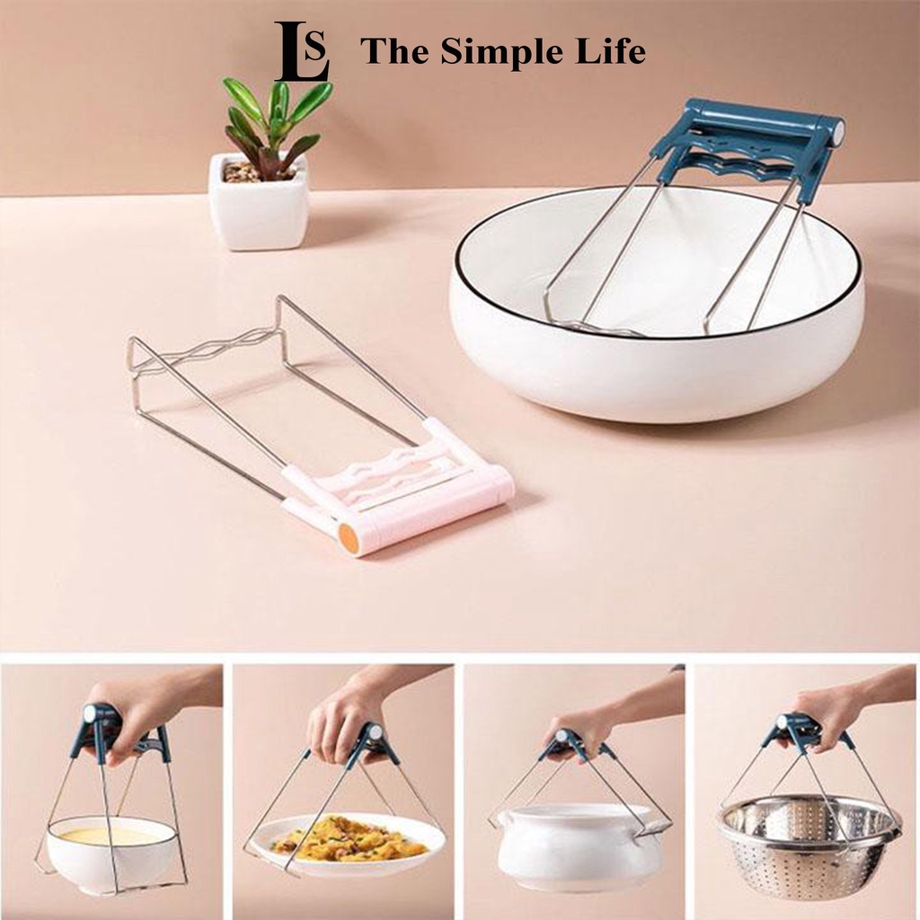 Bộ dụng cụ gắp nóng, găng tay nhấc nồi mỏ vịt, miếng rửa bát đĩa silicon, kẹp gắp inox có lò xo 6 chi tiết [CHÍNH HÃNG]