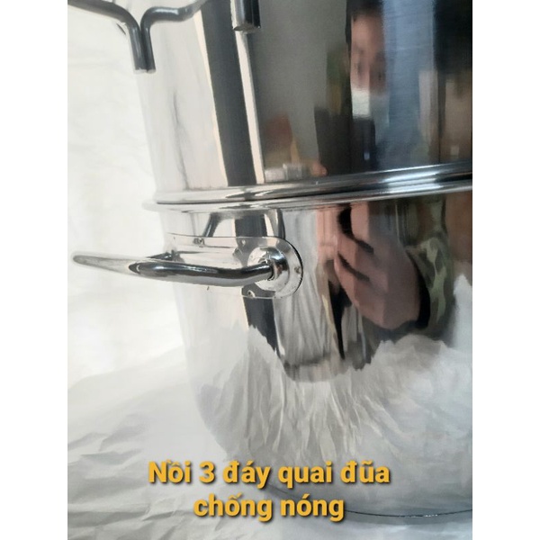 Bộ nồi xửng hấp inox  2 tầng nắp kính và nắp inox đun bếp  từ Vietcook size 24,26,28,30,32 ,Xửng chõ hấp bánh đồ xôi