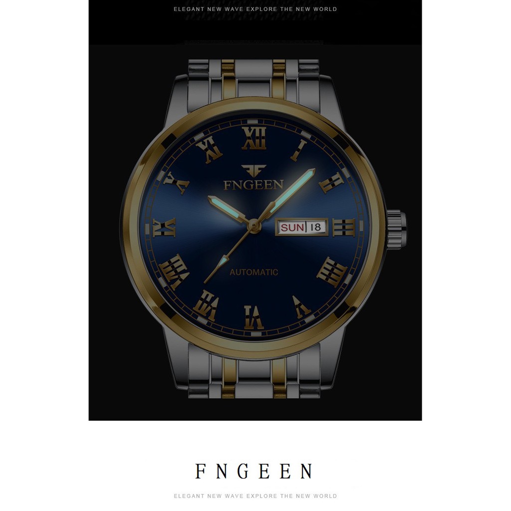 Đồng hồ nam FNGEEN F4X giả cơ,mặt số la mã có lịch xem thứ & ngày,có dạ quang ban đêm | BigBuy360 - bigbuy360.vn