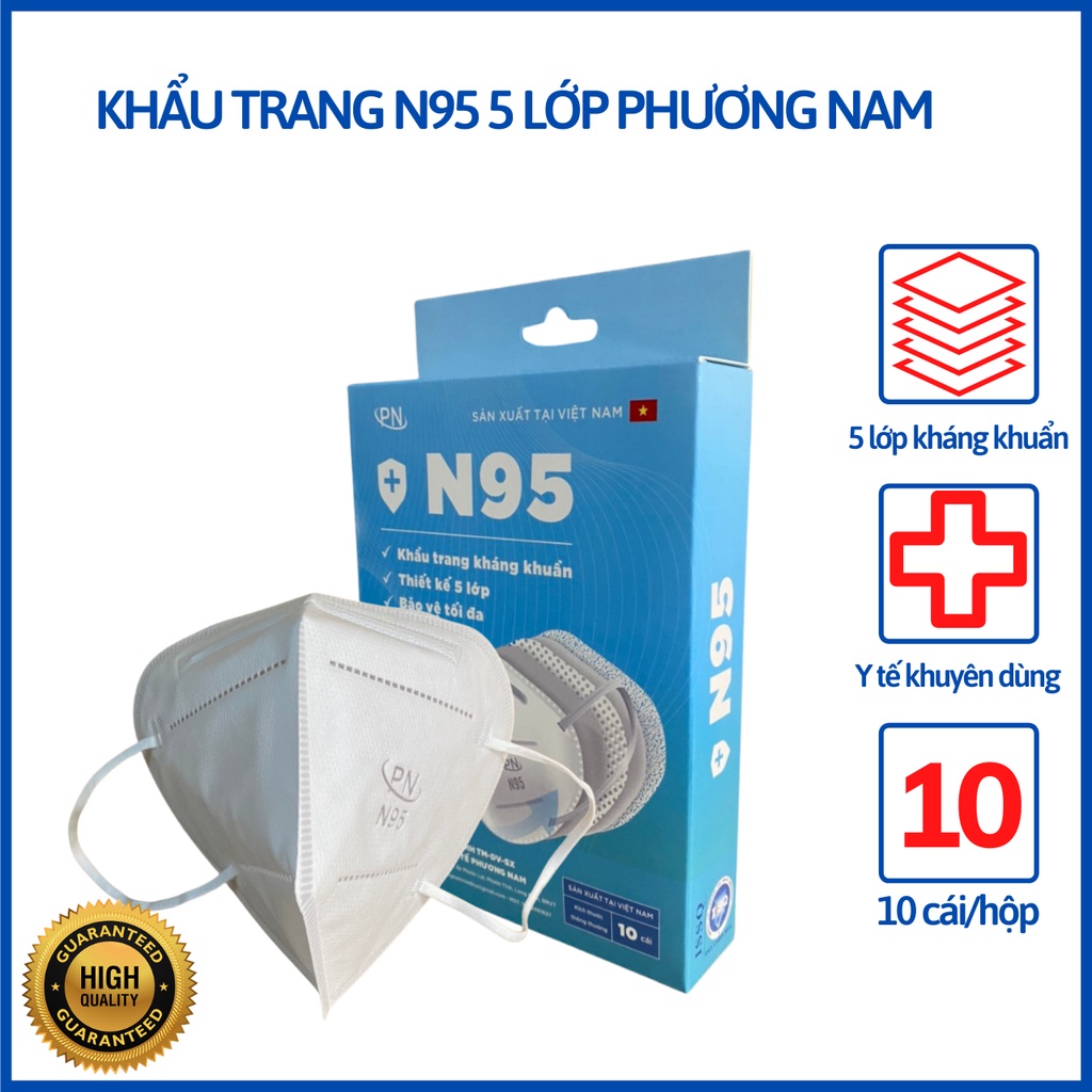 Khẩu trang N95 6 lớp kháng khuẩn chính hãng Phương Nam (Hộp 10 cái)