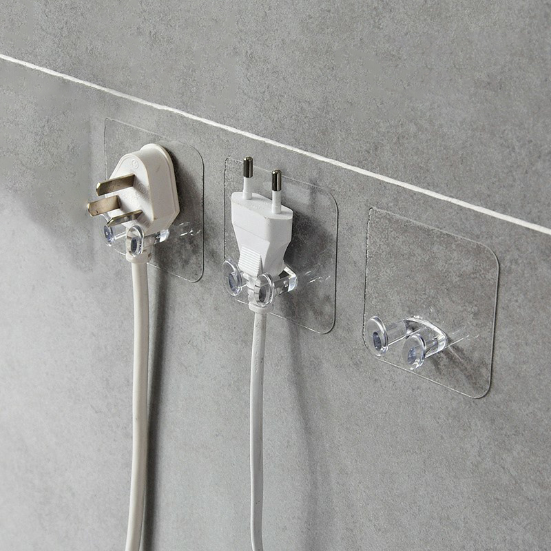 POWER Móc Dán Tường Trong Suốt Giữ Phích Cắm Điện Tiện Lợi