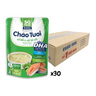 Cháo Tươi SG Food Baby Cá Hồi Cải Bó Xôi 240g thùng 30 gói