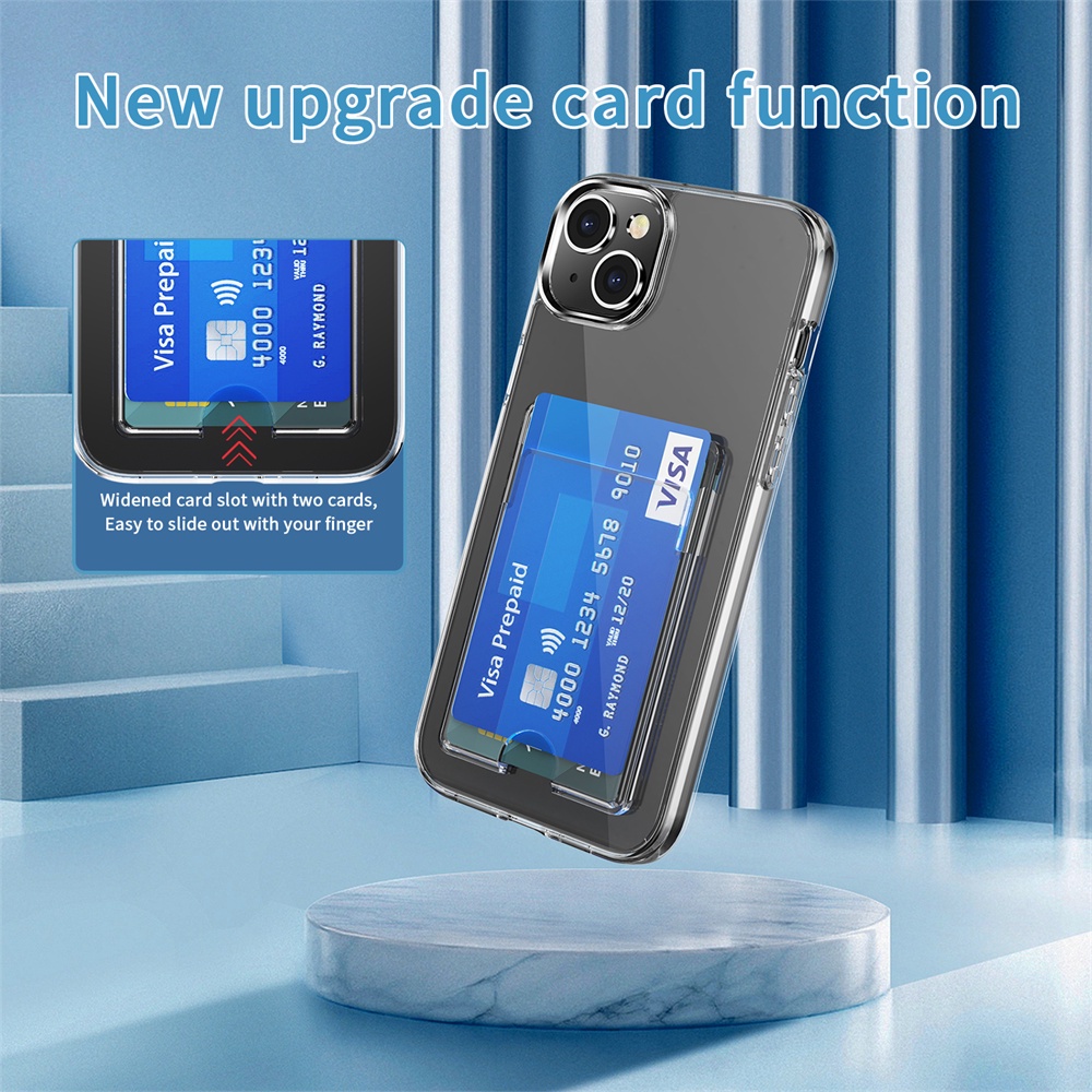 Ultra Ốp Điện Thoại pc Cứng Trong Suốt Siêu Mỏng Chống Sốc Kèm Ngăn Đựng Thẻ Cho iphone 15 14 13 12 11 pro max