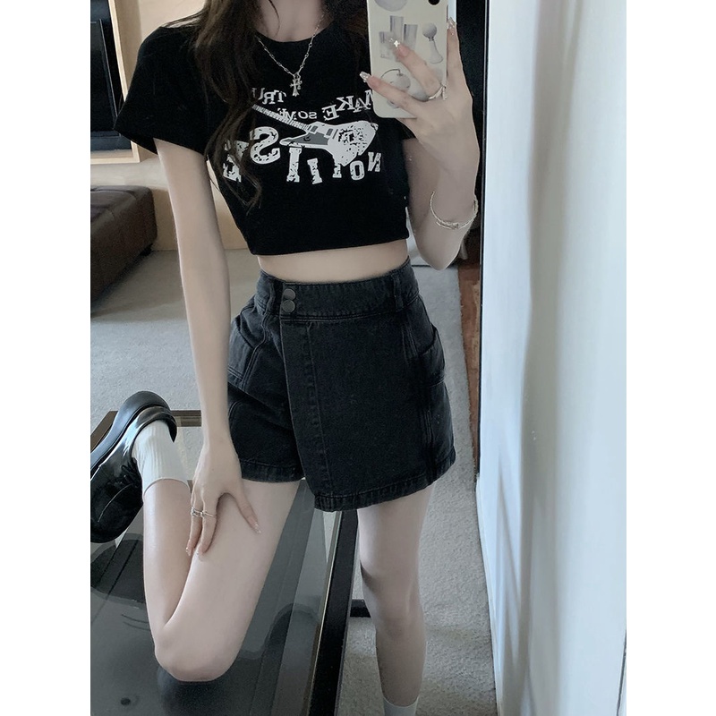 Chân váy jean Chữ A Lưng Cao Thời Trang Mùa Hè Hàn Quốc Mới 2022