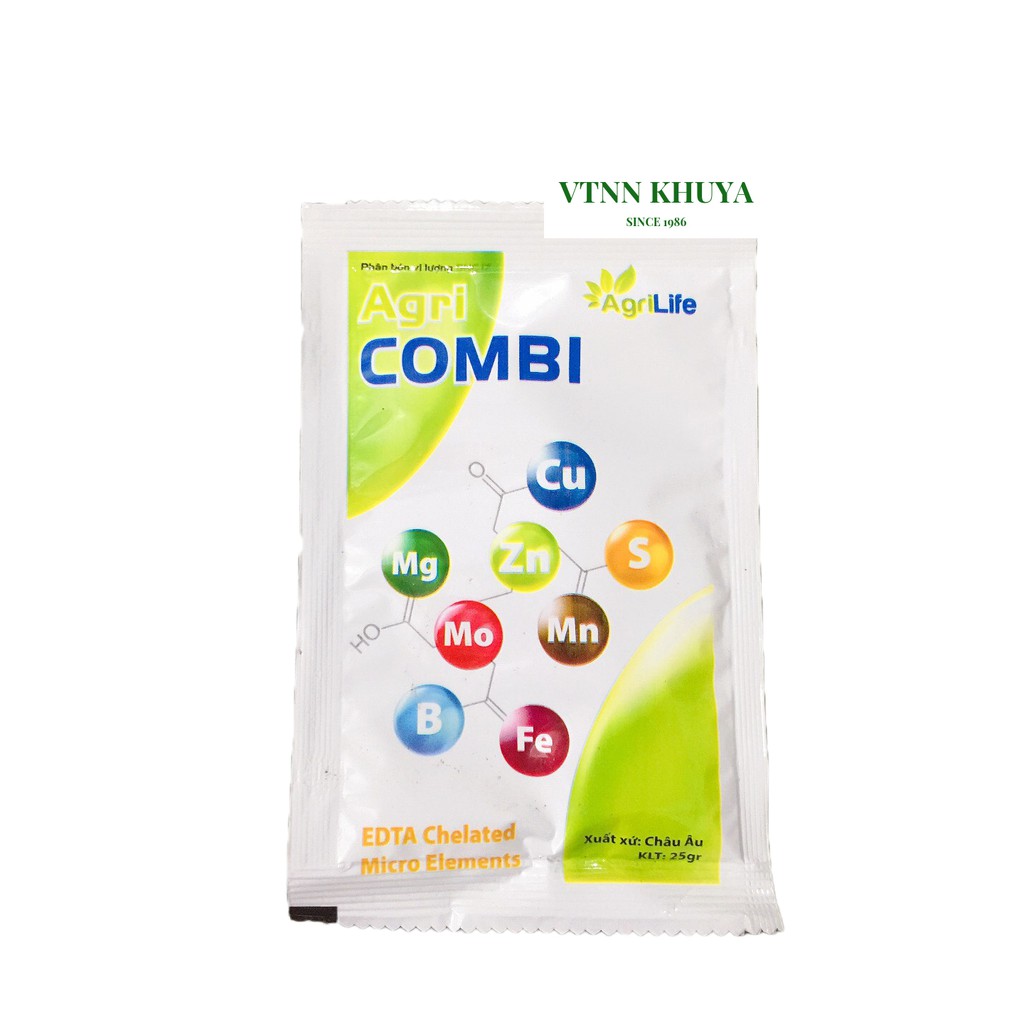 Phân bón vi lượng Agri Combi 25gr Giúp cây Xanh Dày lá