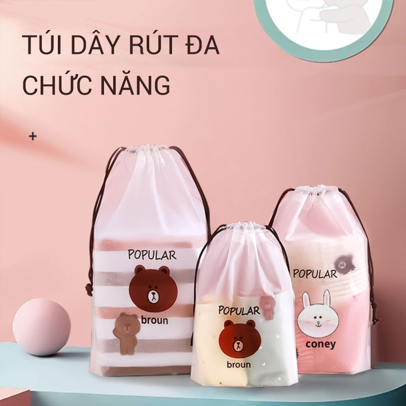 [HÀNG CÓ SẴN] Túi nhựa dây rút trong suốt đựng giày, quần áo khi đi du lịch