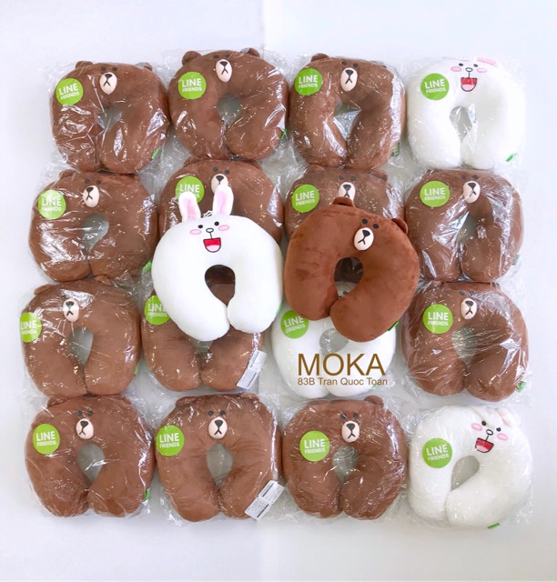 Gối chữ U gấu Brown và thỏ Cony (Ảnh shop tự chụp 100%)