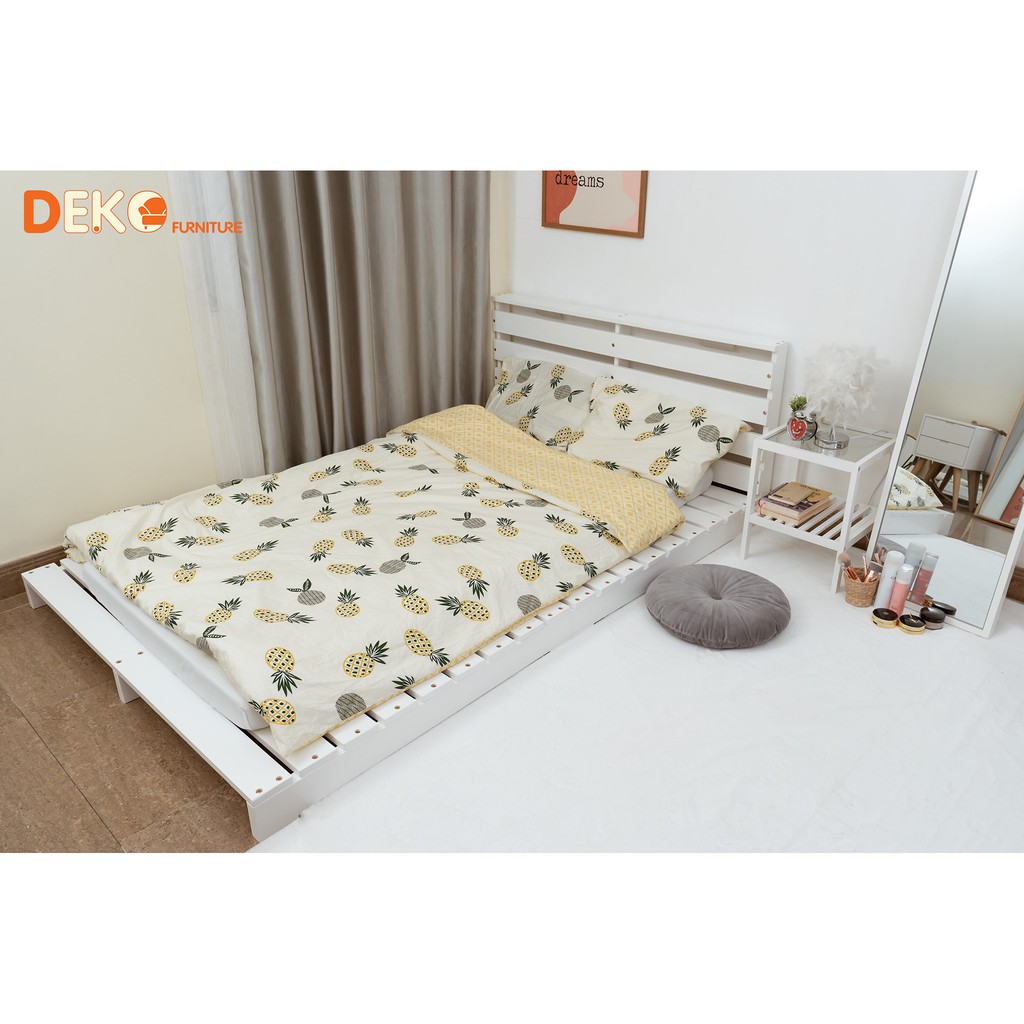 Giường ngủ pallet lắp ráp có đầu giường cao 16cm DEKO