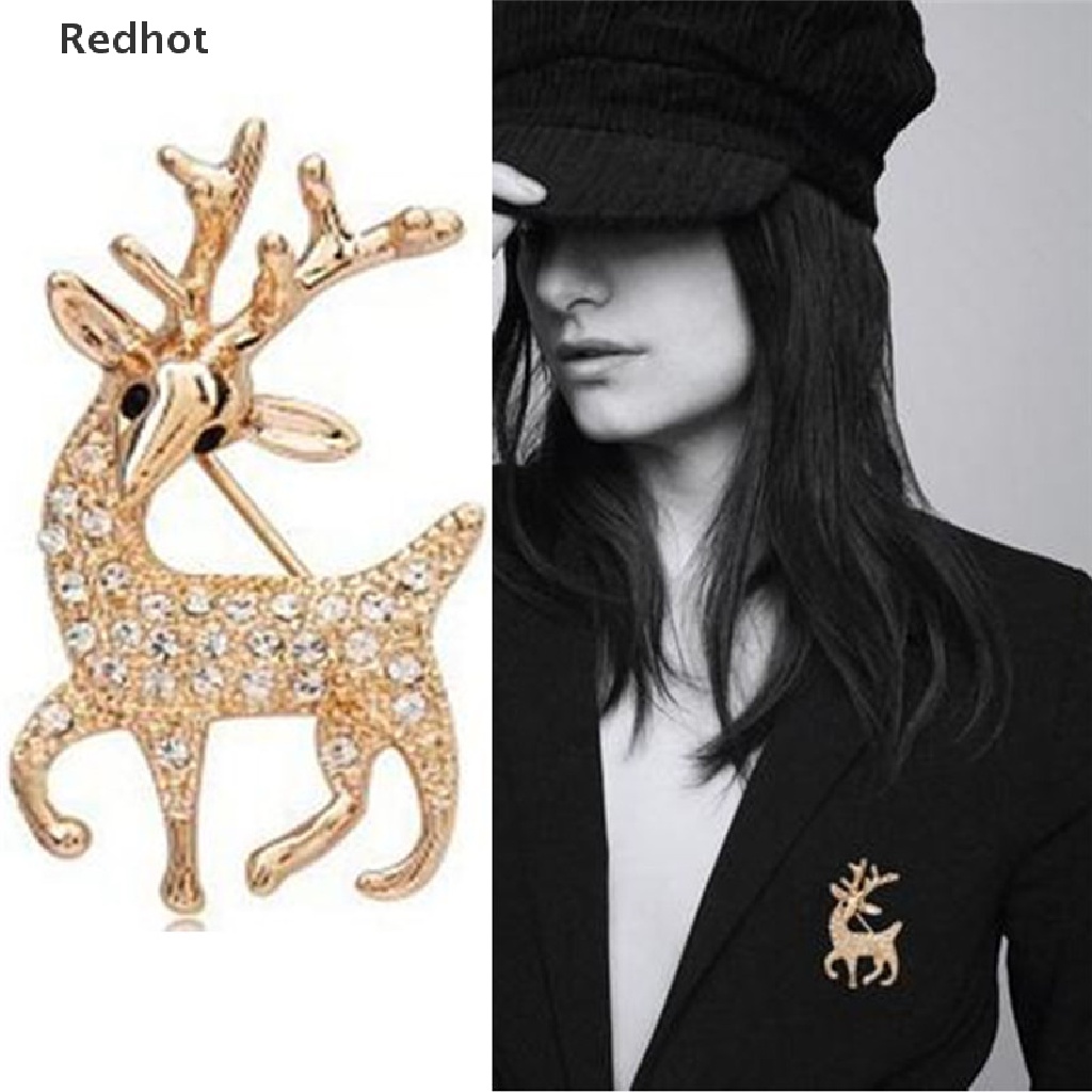 Ghim cài áo hình nai đính đá lấp lánh thời trang