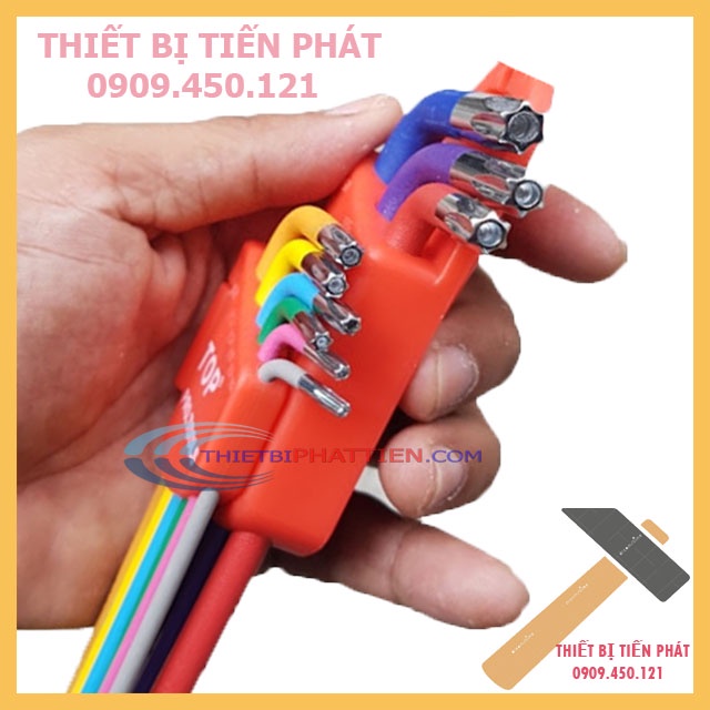 Bộ Lục Giác 9 Món Bông Mai Có Lỗ Dài Thép Cao Cấp C60 (Nhiều Màu Sắc) Từ T10-T50 TOP LU-9CMAUBM Chuyên Mở Ốc TITAN