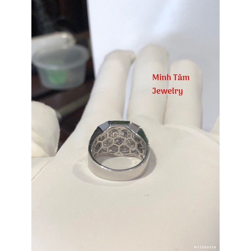 Nhẫn bạc nam đính đá hình rồng xi bạch kim cao cấp-Minh Tâm Jewelry