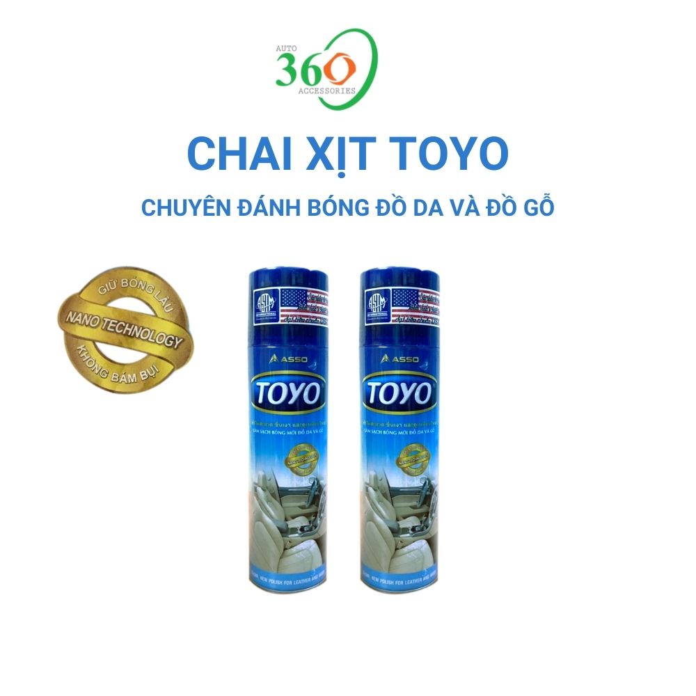 Chai xịt bóng xe ô tô xe máy Toyo, chai xịt đánh bóng đồ da và đồ gỗ 500ml, công nghệ nano chống bụi