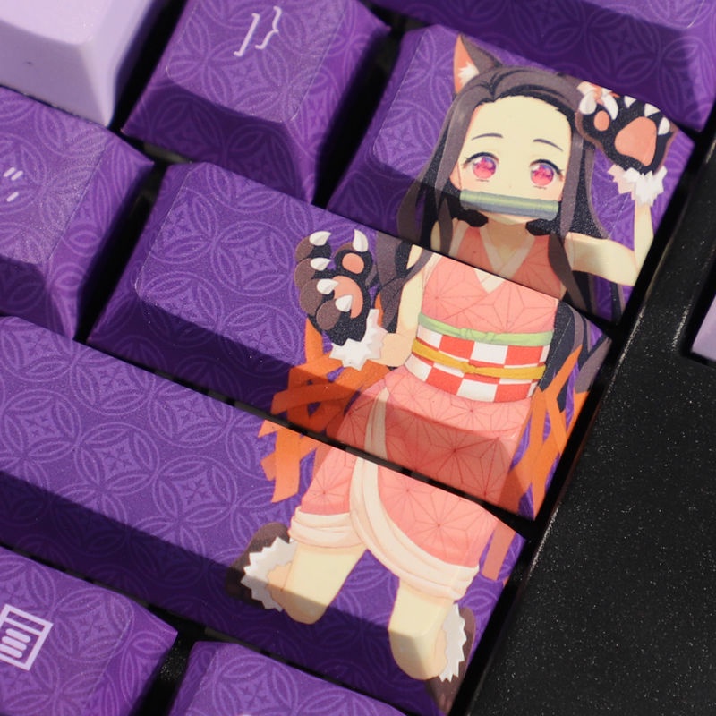 Kamado Nezuko Keycap Cherry Profile Demon Slayer Theme anime PBT Dye phụ bàn phím cơ Keycap